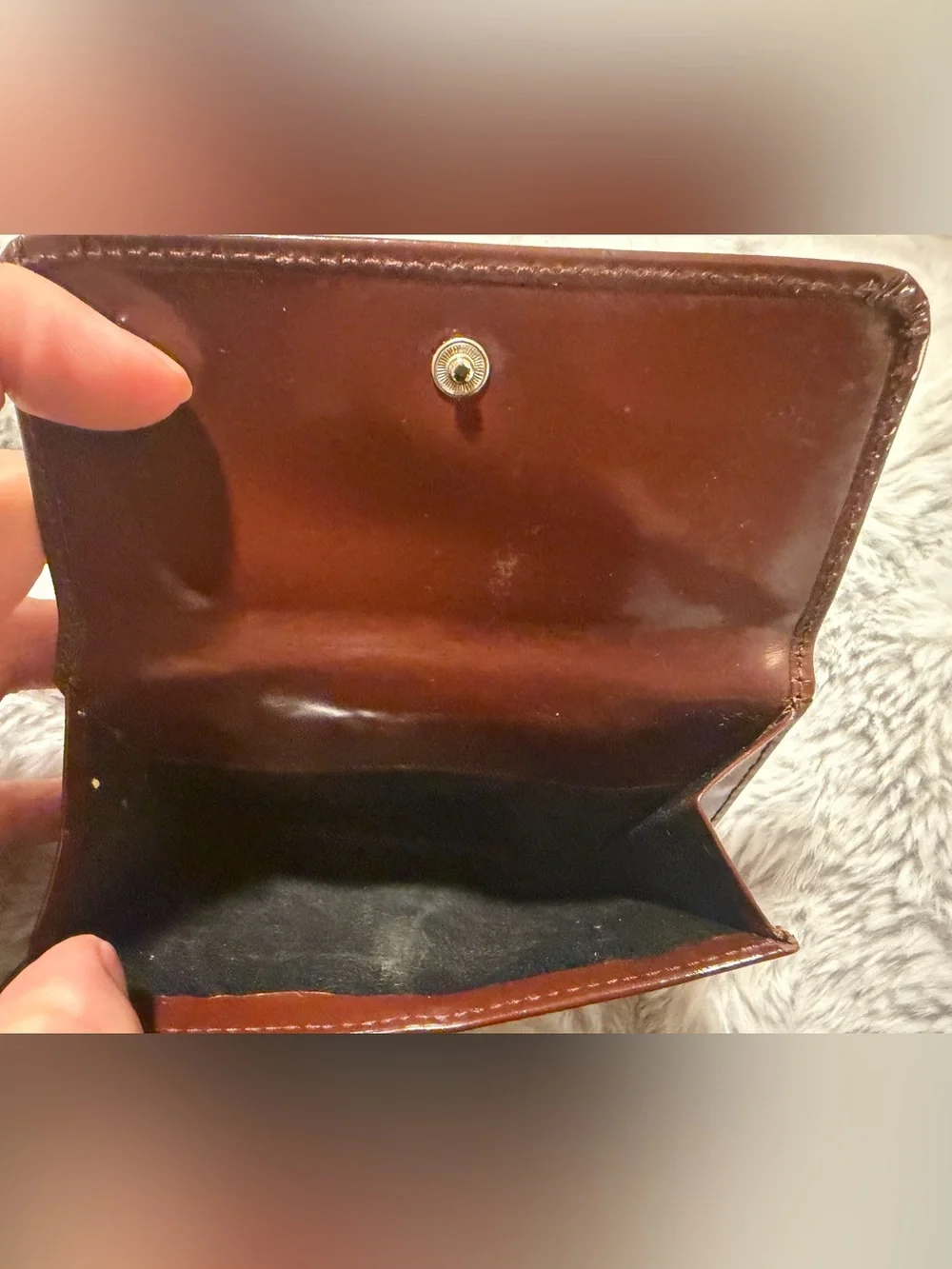Gucci Patent Leather Compact Wallet in Brown with Gold Horsebit Detail